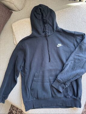 Nike Black Hoodie with White Swoosh Chest Logo
